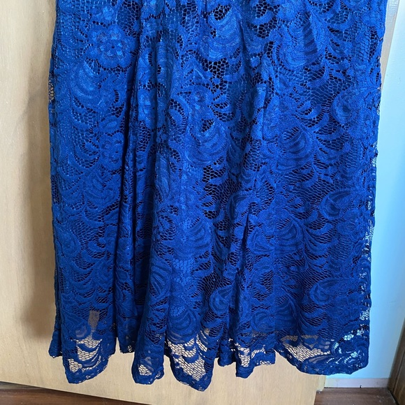 Kiyonna Navy Blue Screen Siren Lace Evening Gown - Picture 6 of 14